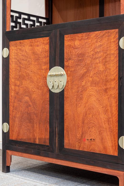 红桥红  家具严选  缅甸花梨(大果紫檀）  【172 缅花嵌紫光檀 双层亮格柜】 商品图5