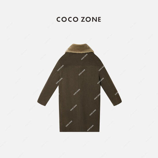 COCO ZONE美拉德秋冬气质大衣拉链可拆毛领毛呢外套23C19866 商品图1