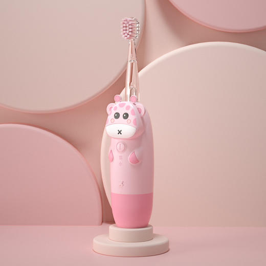【儿童七彩声波牙刷】儿童电动牙刷防水宝宝智能牙刷硅胶直杆电动牙刷，可爱长颈鹿造型，七彩炫光 孩子一用就爱上，养成良好的刷牙习惯。ry 商品图4