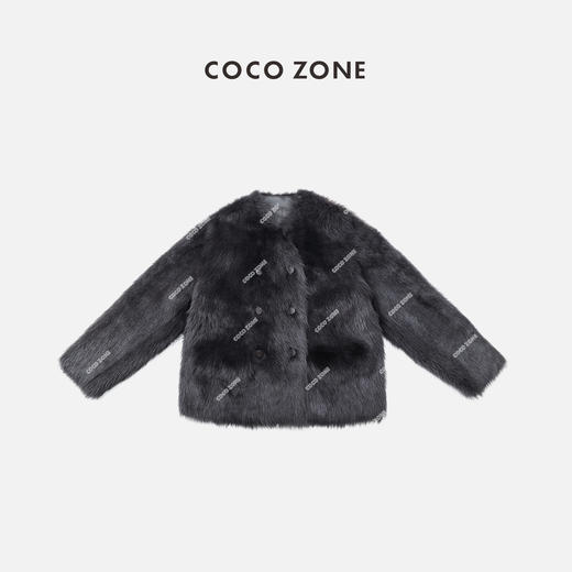 COCO ZONE高级感秋冬皮毛一体绒毛双排扣皮草外套23C30099 商品图0