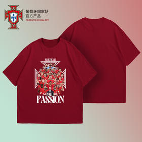 【官方正版】葡萄牙国家队|C罗欧洲杯球员群像助威T恤红色球迷短袖