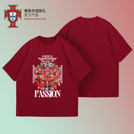 【官方正版】葡萄牙国家队|C罗欧洲杯球员群像助威T恤红色球迷短袖 商品图0