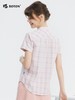波顿夏季短袖香桃粉格子短袖衬衫高端美式休闲衬衣LS011224 商品缩略图2