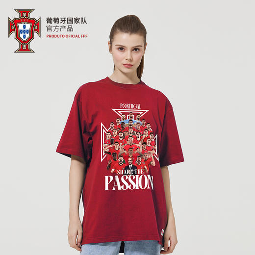 【官方正版】葡萄牙国家队|C罗欧洲杯球员群像助威T恤红色球迷短袖 商品图1
