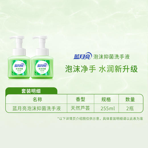 蓝月亮 芦荟泡沫抑菌洗手液255g*2 商品图6