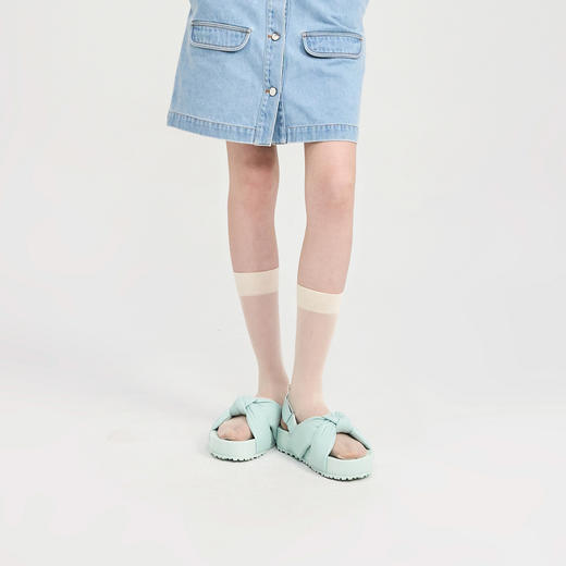 [捡漏价]lost in echo2024夏季新款薄荷曼波真皮银色扭结厚底增高勃肯凉鞋 商品图3