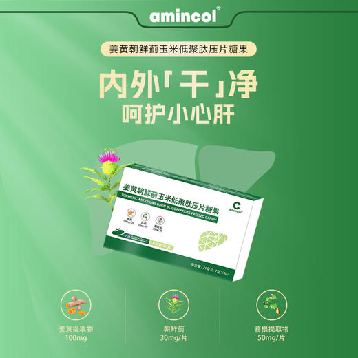 阿敏AMINCOL姜黄朝鲜蓟玉米低聚肽压片糖果 商品图0