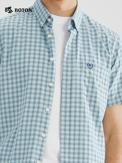 【精致儒雅】波顿春夏男士短袖灰绿色格子高端休闲衬衫MS017223 商品图4