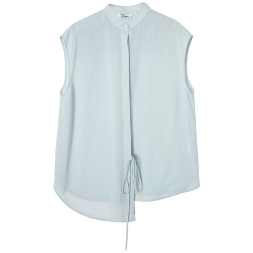 西嘉CS2402065C+IMPRESS/西嘉肌理感醋酸衬衫女夏围裹式小飞袖绑带立领气质上衣 商品图4