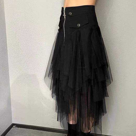 3-17GD腰头设计链性拼接网纱长半裙40515（黑） 夏季 142170110321 商品图2