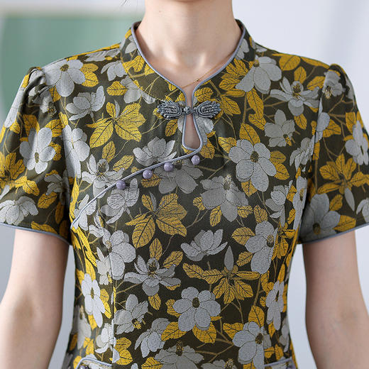 复古印花，时尚短袖连衣裙QYM- KED-H1951-Y 商品图3