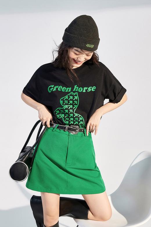 EPTISON/衣品天成 绿马撞色印花纯棉透气T恤 16650 商品图2