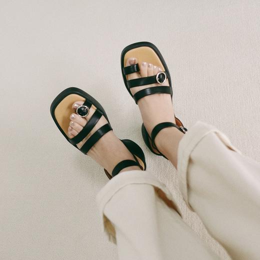 BIUCILI 「罗马假日」 非对称原创露趾夏日增高方头厚底罗马凉鞋女鞋 商品图0