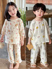 【A类儿童纱布睡衣套装】儿童睡衣a类夏天纯棉纱布家居服套装，吸汗透气舒适柔软，可爱薄款女童男孩宝宝空调服睡衣家居服QQ 商品缩略图5