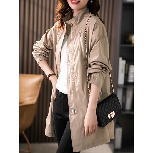 85119原形设计感中长款风衣女2024春季新款韩版宽松时尚气质休闲外套薄 商品图0