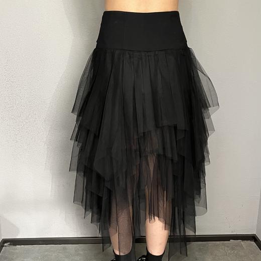 3-17GD腰头设计链性拼接网纱长半裙40515（黑） 夏季 142170110321 商品图3