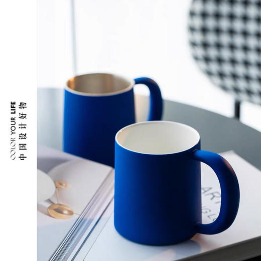 ◤开合杯◢ 16开理想蓝咖啡杯陶瓷马克杯水杯 商品图1