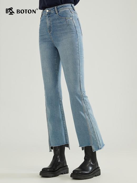 [提臀修身]波顿春夏女士高腰九分浅蓝色牛仔裤高端微喇LF639123 商品图1