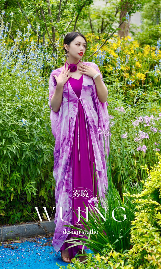 【雾境定制】紫韵花影系列无敌遮肉飘逸仙气乔其纱外披 3204130 商品图6
