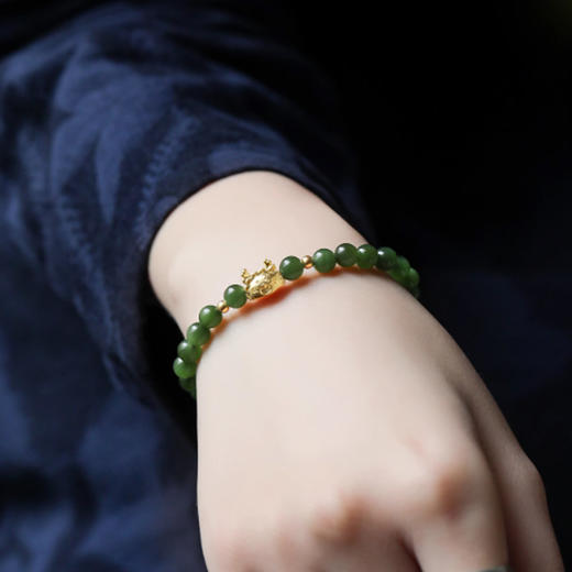 【推荐】小福龙苹果绿碧玉手串 商品图1