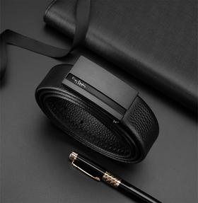 皮尔卡丹男士牛皮皮带经典大气头层牛皮商务都市自动扣男士腰带高级感牛皮男式裤腰带