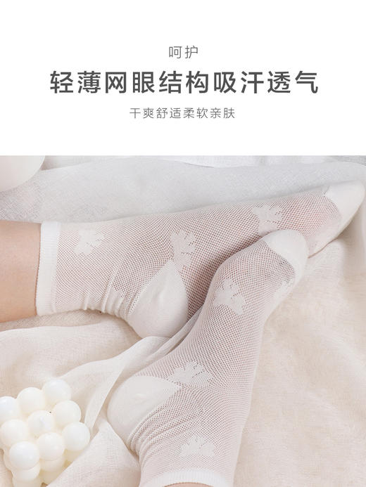 足装秀24夏季新女士短款超薄棉轻薄透气凉感网眼镂空纯色短邦女袜 商品图6