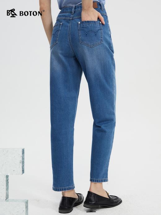 波顿春夏女士宽松浅蓝色牛仔裤直筒中高腰显瘦LE319124 商品图2