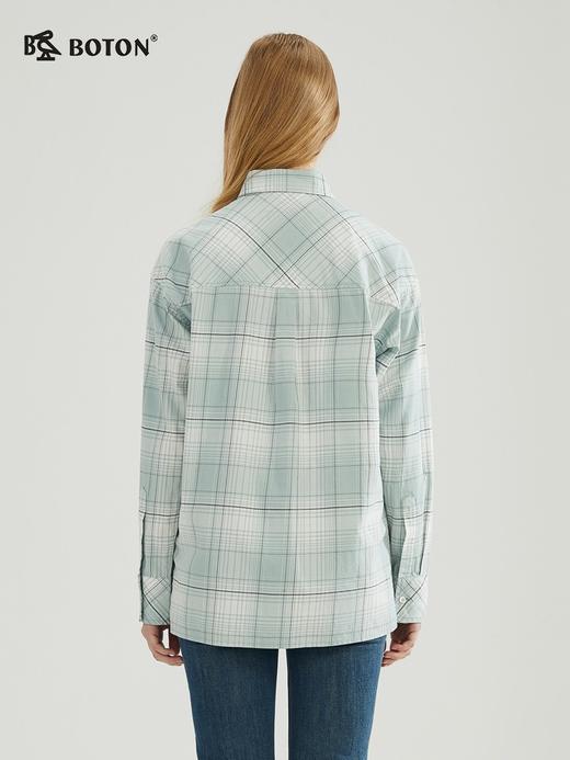 【柔软清】波顿春秋女浅蓝色格子衬衫宽松百搭休闲高端LS976123 商品图1