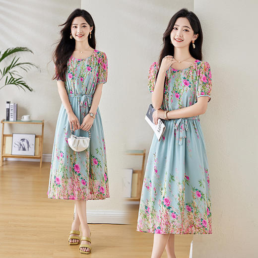 轻薄凉爽飘逸，花色连衣裙HR-XXL6886 商品图2