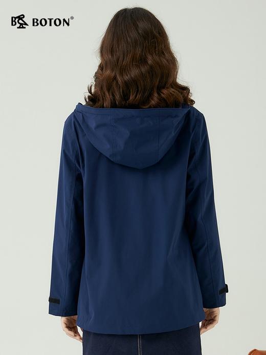 波顿春秋中长款女士连帽深蓝色风衣高端美式休闲外套上衣LJ908323 商品图2