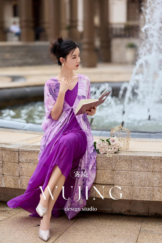 【雾境定制】紫韵花影系列无敌遮肉飘逸仙气乔其纱外披 3204130 商品图0