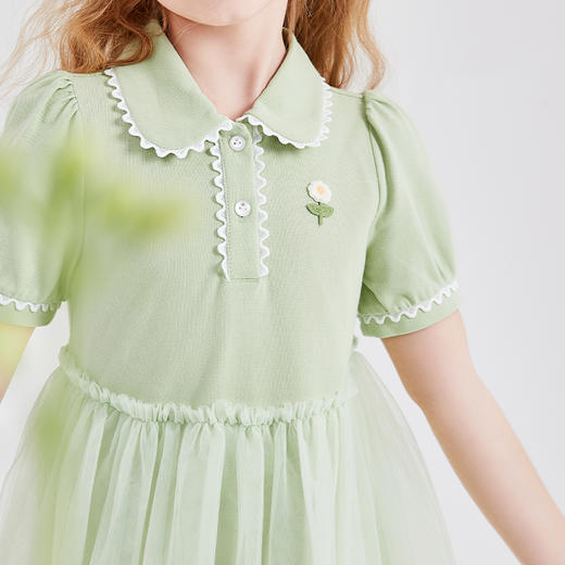 笛莎Deesha 女童连衣裙2024年新款POLO领连衣裙 商品图3