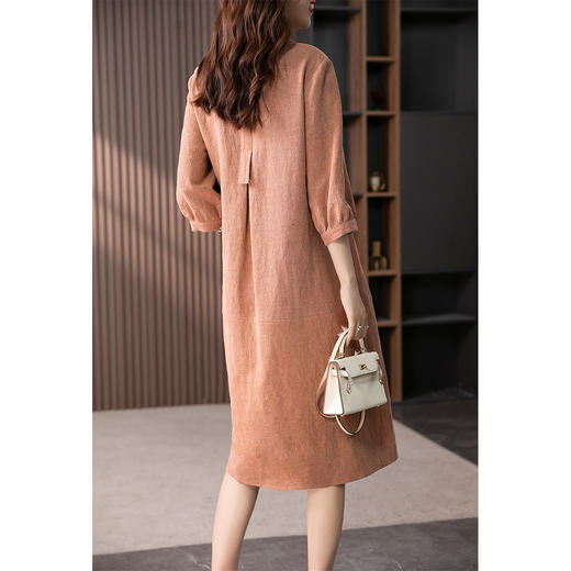 89250原形中长款衬衫连衣裙女2024春夏季新款气质减龄灯笼袖宽松长裙子 商品图1