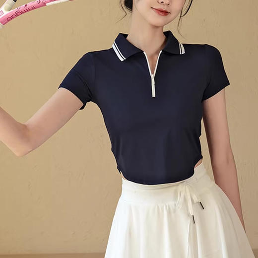 【限时秒】YOGACODE【火树银花系列】2024 春夏polo翻领短袖t恤女半拉链瑜伽短袖DST530 商品图1