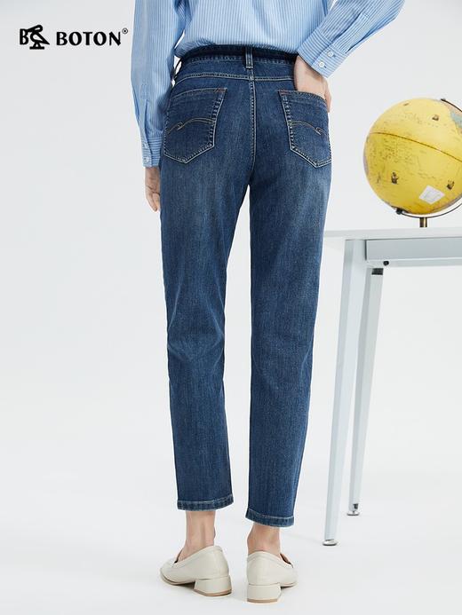 波顿女士春夏直筒修身中高腰牛仔裤高端美式休闲弹力裤子LF655124 商品图2