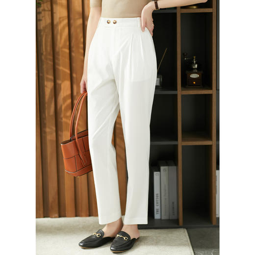 70065原形高腰亚麻休闲裤女2024新款夏季韩版宽松显瘦薄款直筒裤老爹裤 商品图3