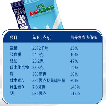 雀巢全脂奶粉500g袋装 高钙高蛋白 中老年儿童学生0蔗糖 冲饮早餐 商品图3