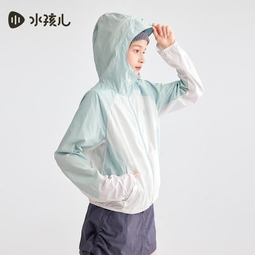 水孩儿童装夏季新款女童防晒外套时尚拼色轻薄连帽衫百搭舒适上衣 商品图3
