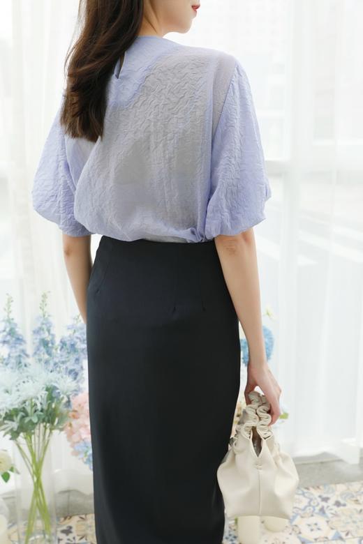 Le Malene 机理感圆领泡泡袖上衣 13057 商品图3