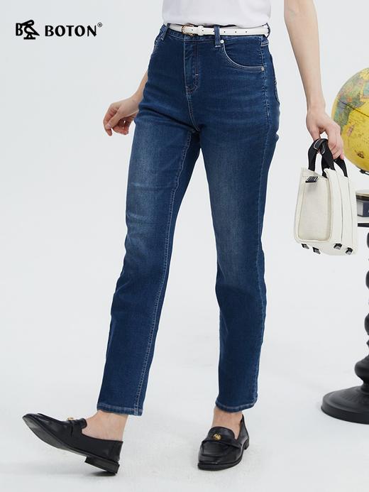 [高弹力]波顿春夏女士高端牛仔裤中高腰直筒修身裤子LE317124 商品图1