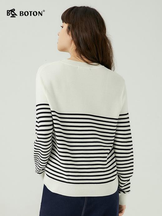 波顿春秋季条纹针织衫设计感小众打底衫高端美式休闲上衣LU107323 商品图2