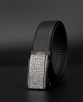 皮尔卡丹皮带男真皮腰带不锈钢自动扣不规则个性裤腰带商务牛皮裤带