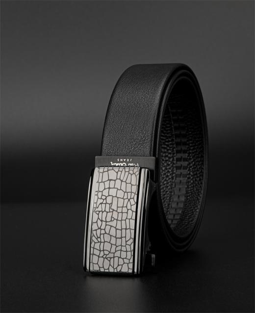 皮尔卡丹皮带男真皮腰带不锈钢自动扣不规则个性裤腰带商务牛皮裤带 商品图0