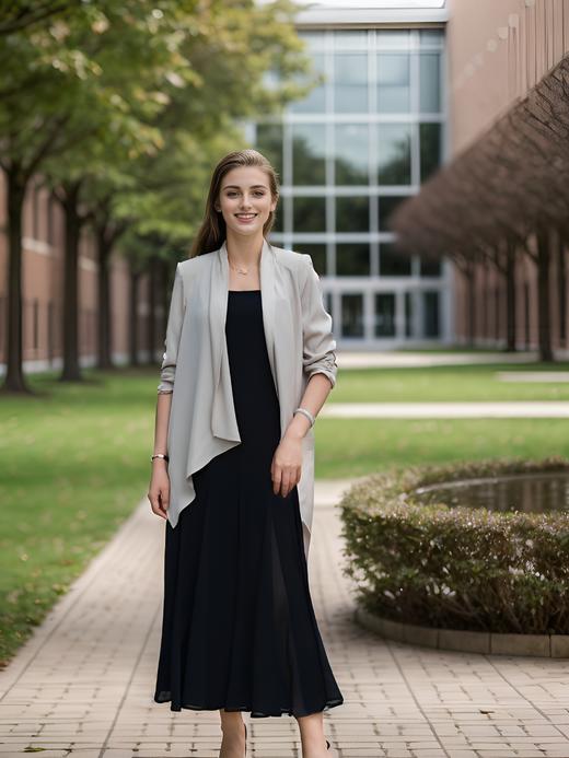 翻领袖抽褶不规则下摆外套 商品图0