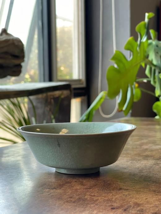 河南青瓷天青釉折沿大碗 ，1980年代后期，顺丰包邮 商品图6