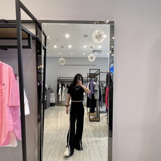 3-16GD松紧腰拼色字母织带休闲长裤40515（黑） 夏季 142170020321 商品图2