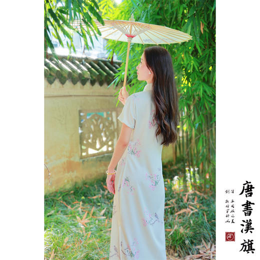 【花鸟卷】国风素雅立领盘扣古法旗袍新中式 商品图2