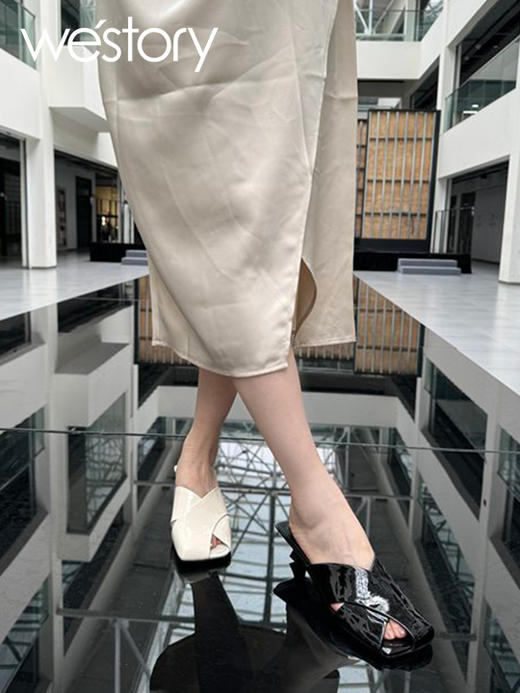 westory夏季新款法式优雅低平跟凉鞋露趾低平跟外穿拖鞋S24BJ62151 商品图5