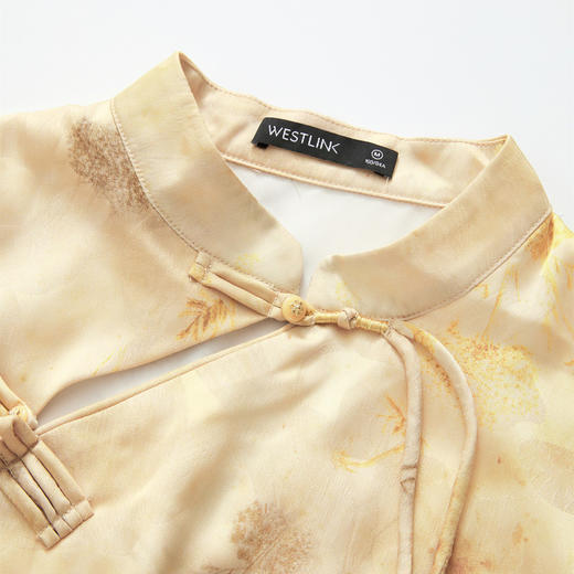 西遇新中式印花短袖连衣裙女夏季新款时尚显瘦优雅文艺长裙子D2241888 商品图5