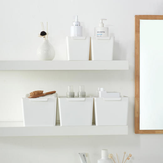 【白色3种规格可选】娜家无盖弯柄收纳筐 商品图0